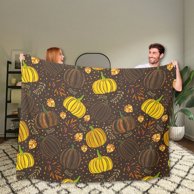 Couverture Polaire Motifs de citrouilles automne récolte (Créateur téléchargé)