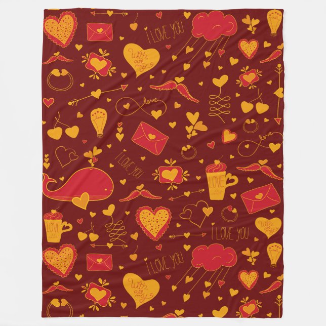 Couverture Polaire Motifs de la Saint Valentin - Motif sans couture 3 (Devant)