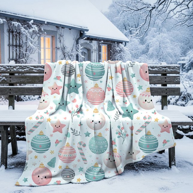 Couverture Polaire Motifs de Noël pastel mignons et étoiles (Créateur téléchargé)