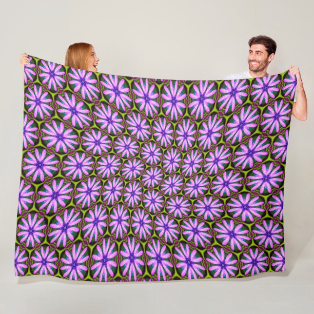 Couverture Polaire Motifs marguerite violet (En situation)