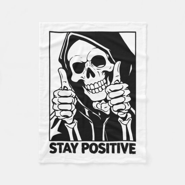 Couverture Polaire Motivationnel Rester Positif Squelette Grim Reaper (Devant)