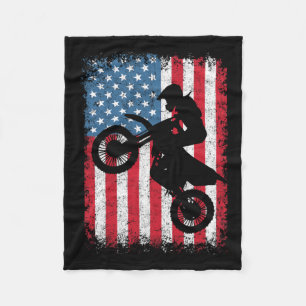 Couverture Polaire Motocross à vélo Motard Drapeau américain 4 juille