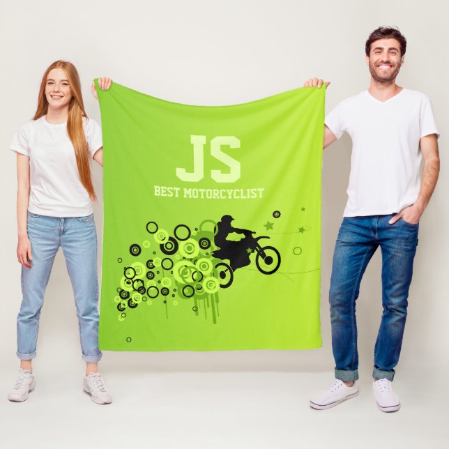 Couverture Polaire Motorcycliste cool | Vert (En situation)