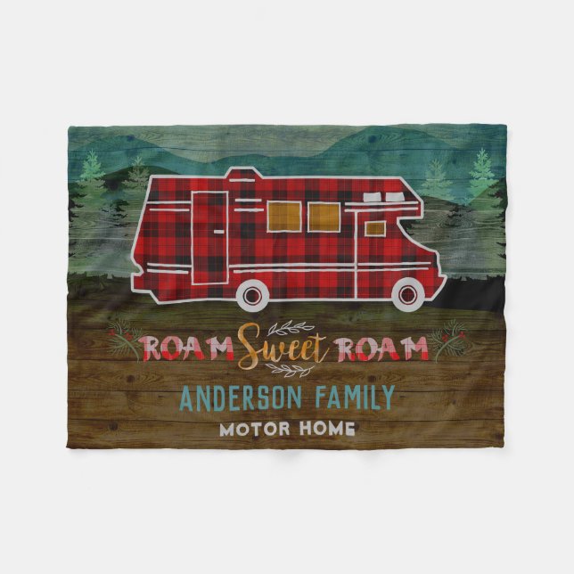 Couverture Polaire Motorhome rv Camper Travel Van Rustic Personalized (Devant (Horizontal))