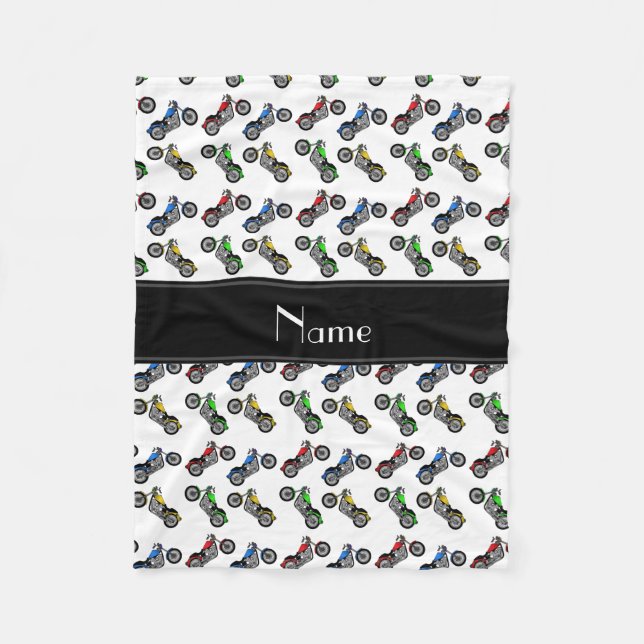 Couverture Polaire Motos blanches nommées personnalisées (Devant)