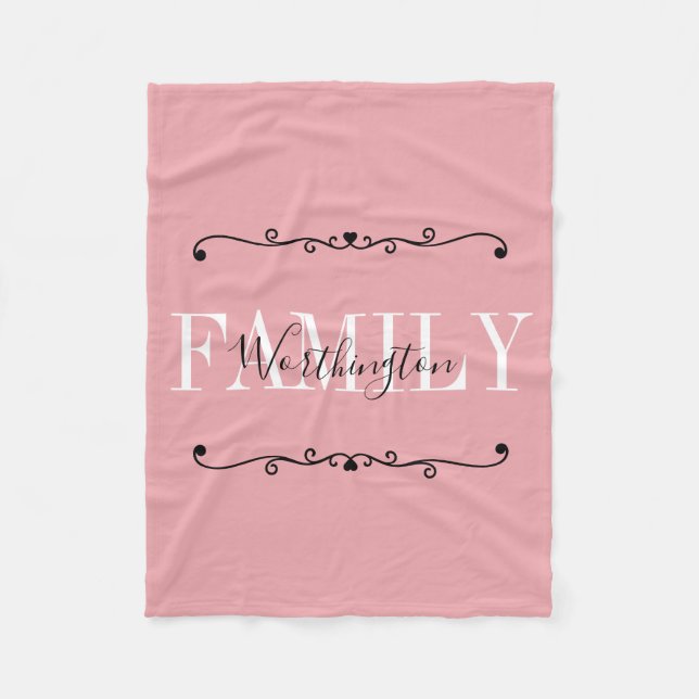 Couverture Polaire Mots de calligraphie girly Nom rose blush rouge (Devant)