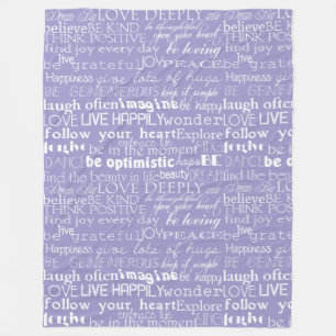 Couverture Polaire Mots d'inspiration violets blancs Noël