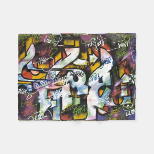Couverture Polaire Mots Graffiti colorés