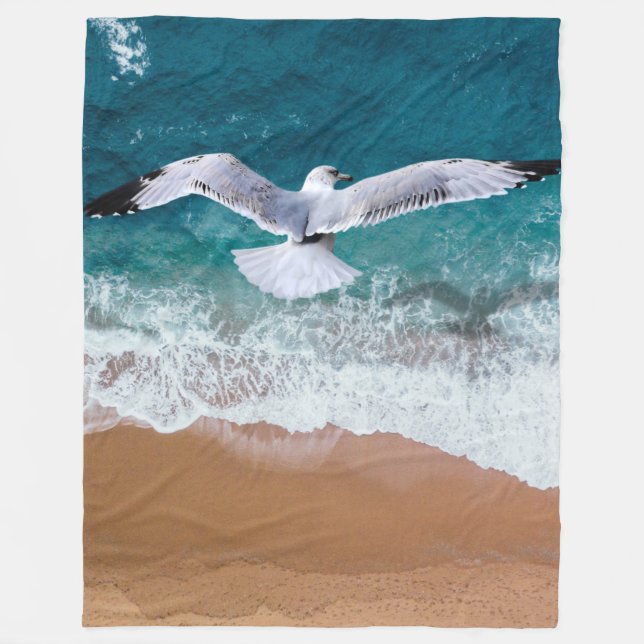 Couverture Polaire Mouette au-dessus de la mer (Devant)