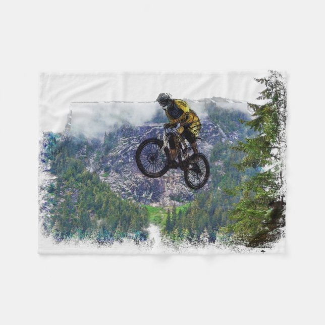 Couverture Polaire Mountain Air BMXer - BMX Rider Fleece Blanket (Devant (Horizontal))