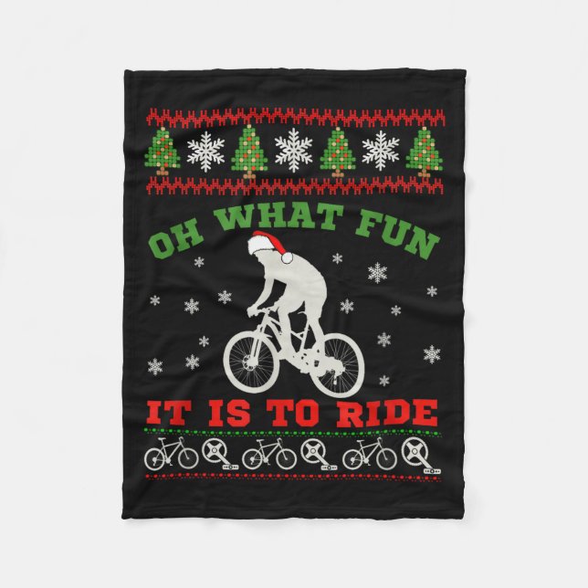 Couverture Polaire Mountain Bike Rider, Oh What Fun Christmas Ugly Sw (Devant)