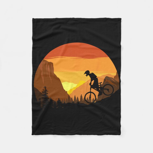 Couverture Polaire Mountain Biking Retro Sunset Trail Rider  (Devant)
