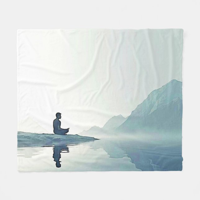 Couverture Polaire Mountain Zen Conception pacifique de méditation (Devant (Horizontal))