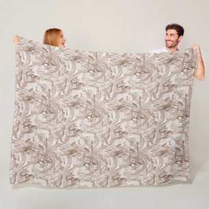 Couverture Polaire Mousse au Moka Oiseaux Tropicaux et Feuilles de Pa