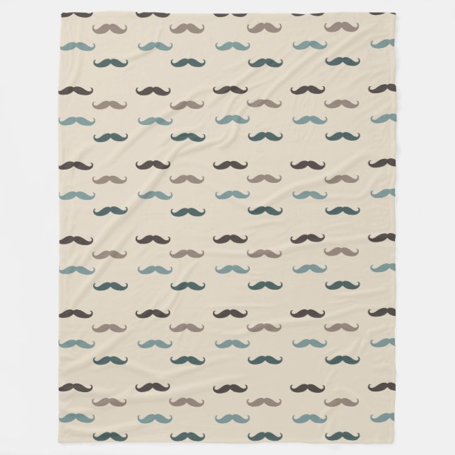 Couverture Polaire Moustaches Brown bleues (Devant)