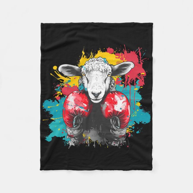 Couverture Polaire Mouton de boxe avec gants de boxe Kickboxing Drôle (Devant)
