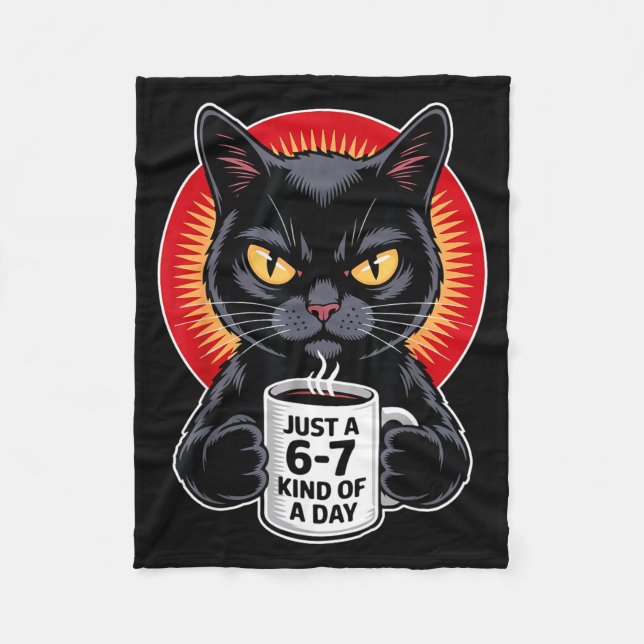 Couverture Polaire Mpy 6 7 Meme Cat Funny Gen Alpha Six Seven Cat Lov (Devant)