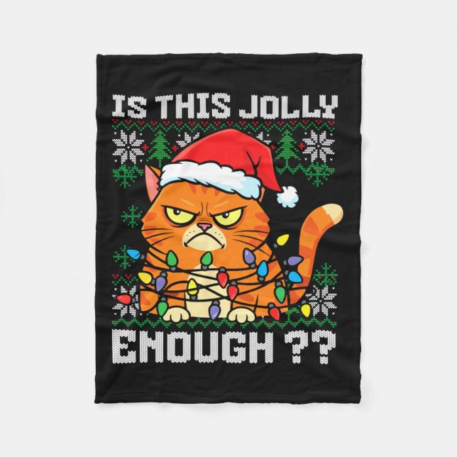 Couverture Polaire Mpy Christmas Cat Ugly Sweater Is This Jolly Enoug (Devant)