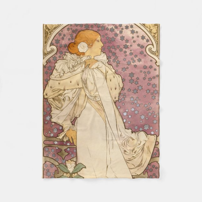 Couverture Polaire Mucha Art nouveau femme beauté (Devant)