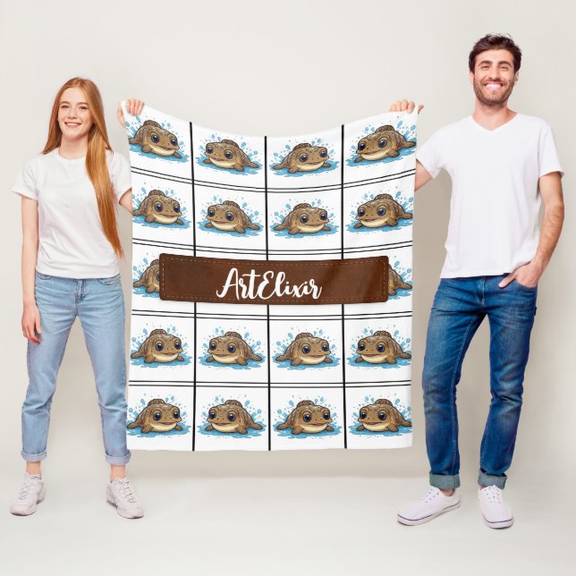 Couverture Polaire Mudskipper Kawaii Motif Brown (En situation)