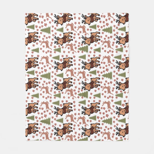 Couverture Polaire Mug floral mignon avec renne (Devant)