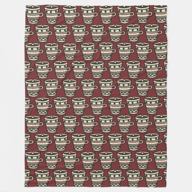Couverture Polaire Mugs de cacao avec Marshmallow Motif Bourgogne (Devant)