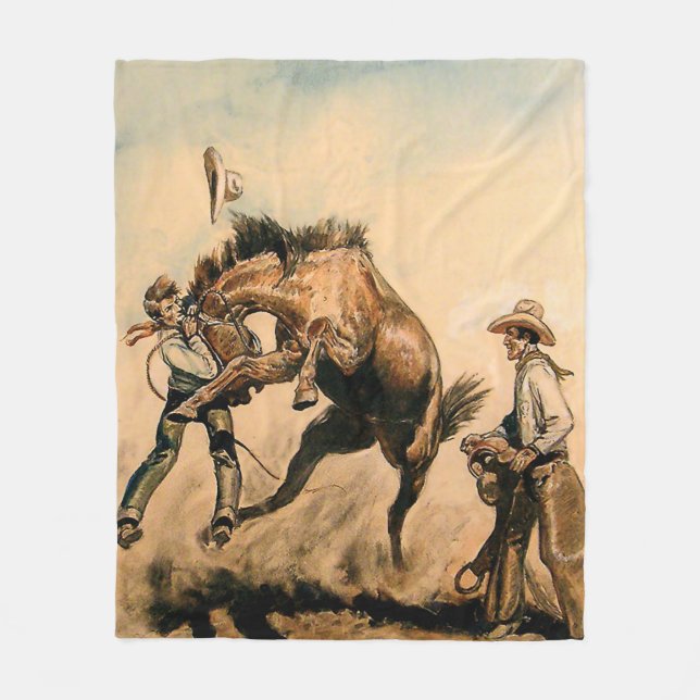 Couverture Polaire « Mule » Art occidental par Will James (Devant)