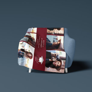 Couverture Polaire Multi photo moderne burgundy script de graduation