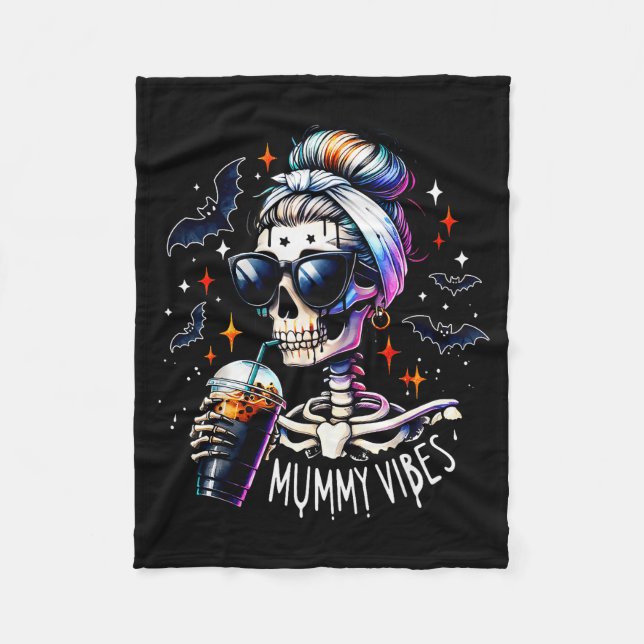 Couverture Polaire Mummy Vibes Skeleton Coffee Mom Soky Season Hallow (Devant)