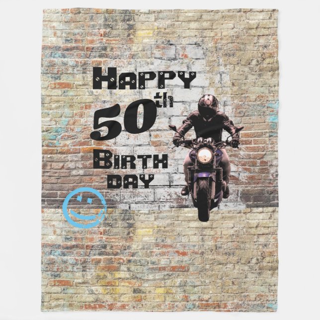 Couverture Polaire Mur de briques Industriel Grunge Moto Graffiti (Devant)