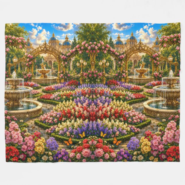 Couverture Polaire Mur de jardin royal enchanté  (Devant (Horizontal))