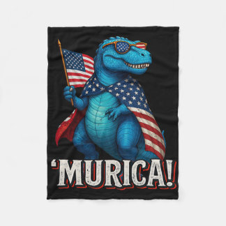 Couverture Polaire Murica T Rex Dinosaure 4 Juillet Drapeau Américain