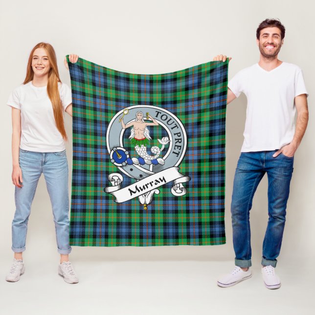 Couverture Polaire Murray Dysart de Atholl Ancient Clan Badge Tartan (En situation)