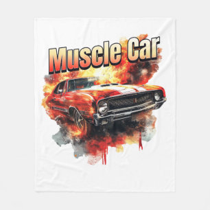 Couverture Polaire Muscle Car en feu