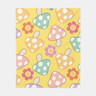 Couverture Polaire Mushroom & Floral Pattern