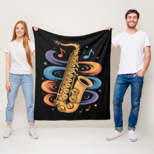 Couverture Polaire Musique de saxophone colorée Flux Instrument de ja