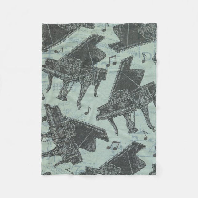 Couverture Polaire musique Note Musique Motif Thème Fleece Blanket (Devant)