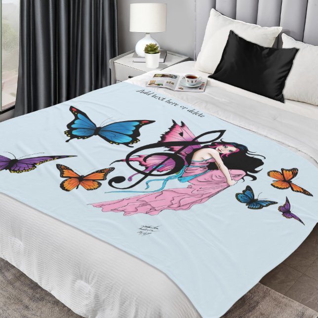 Couverture Polaire Musique Note Papillons Fairy (Créateur téléchargé)