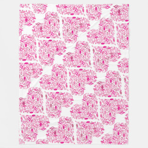 Couverture Polaire Musique rose Note Coeurs Blanche polaire