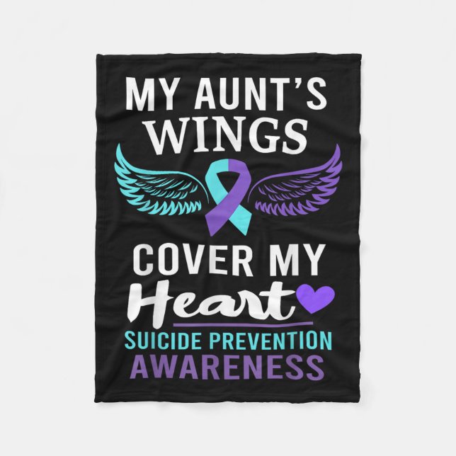 Couverture Polaire My Aunt's Wings Cover Heart Suicide Awareness Ribb (Devant)