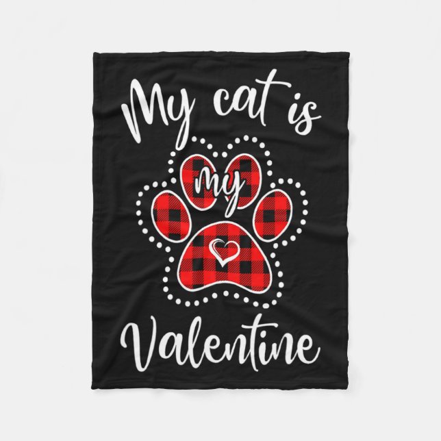 Couverture Polaire My Cat Is My Valentine Red Plaid Cat Lover Valenti (Devant)