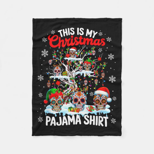 Couverture Polaire My Christmas Pajama Shirt Group Floral Skulls On X (Devant)
