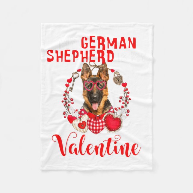 Couverture Polaire My German Shepherd Is My Valentine Funny Dog Lover (Devant)
