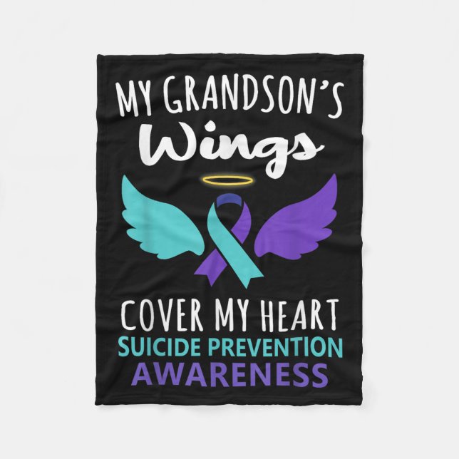 Couverture Polaire My Grandson's Wings Cover Heart Suicide Awareness  (Devant)