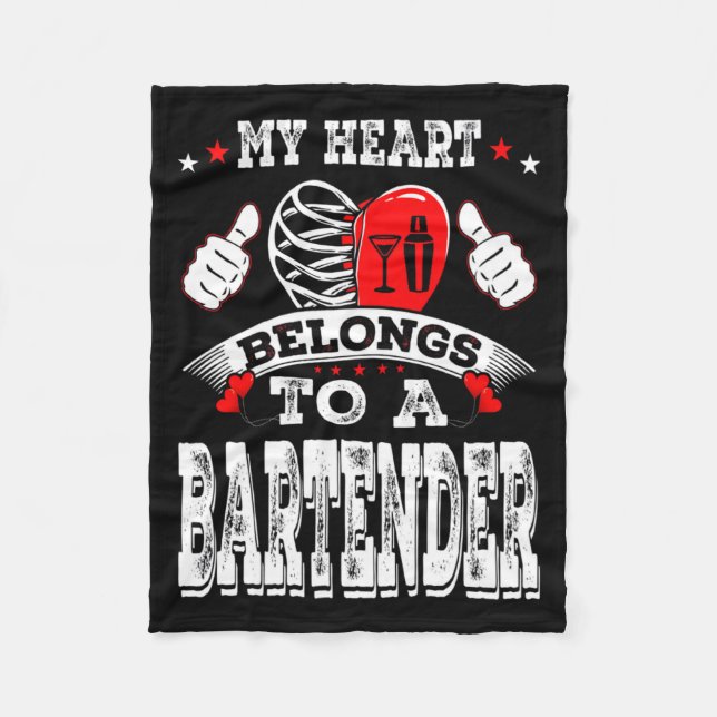 Couverture Polaire My Heart Belongs To A Bartender Valentine Day  (Devant)