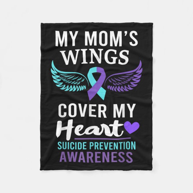 Couverture Polaire My Mom's Wings Cover Heart Suicide Awareness Ribbo (Devant)
