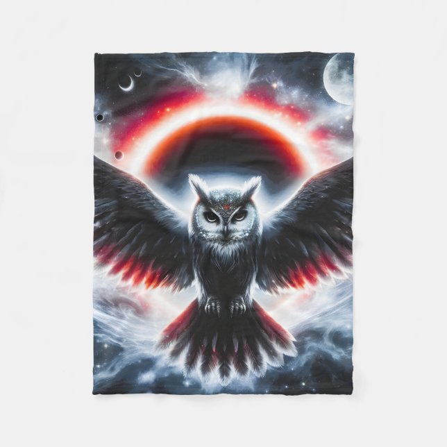 Couverture Polaire Mystical Cosmic Celestial Owl (Devant)