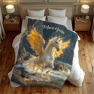 Couverture Polaire Mythique Golden Winged Pegasus Ocean Imaginaire Ho