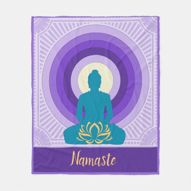 Couverture Polaire Namaste Citation Purple Zen Buddha Yoga Méditation (Devant)