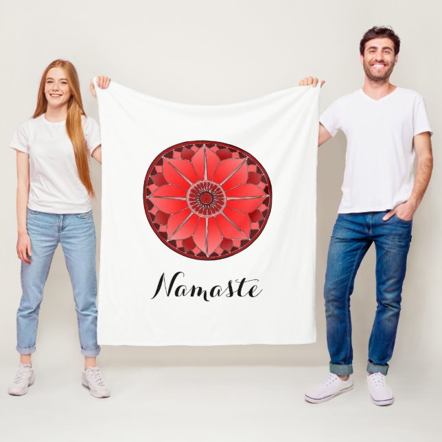 Couverture Polaire Namaste Moderne Mandala Rouge (En situation)